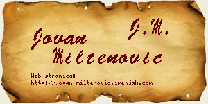 Jovan Miltenović vizit kartica